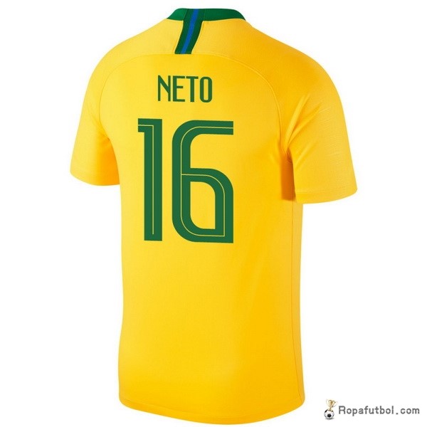 Camiseta Brasil Replica Primera Ropa Neto 2018 Amarillo